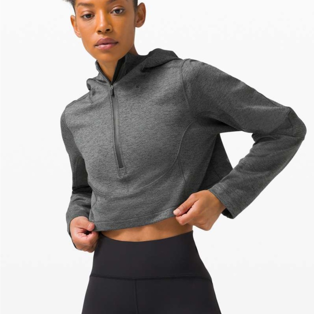 Lululemon Unleash Strength Cropped Hoodie Size 6 Asphalt Grey